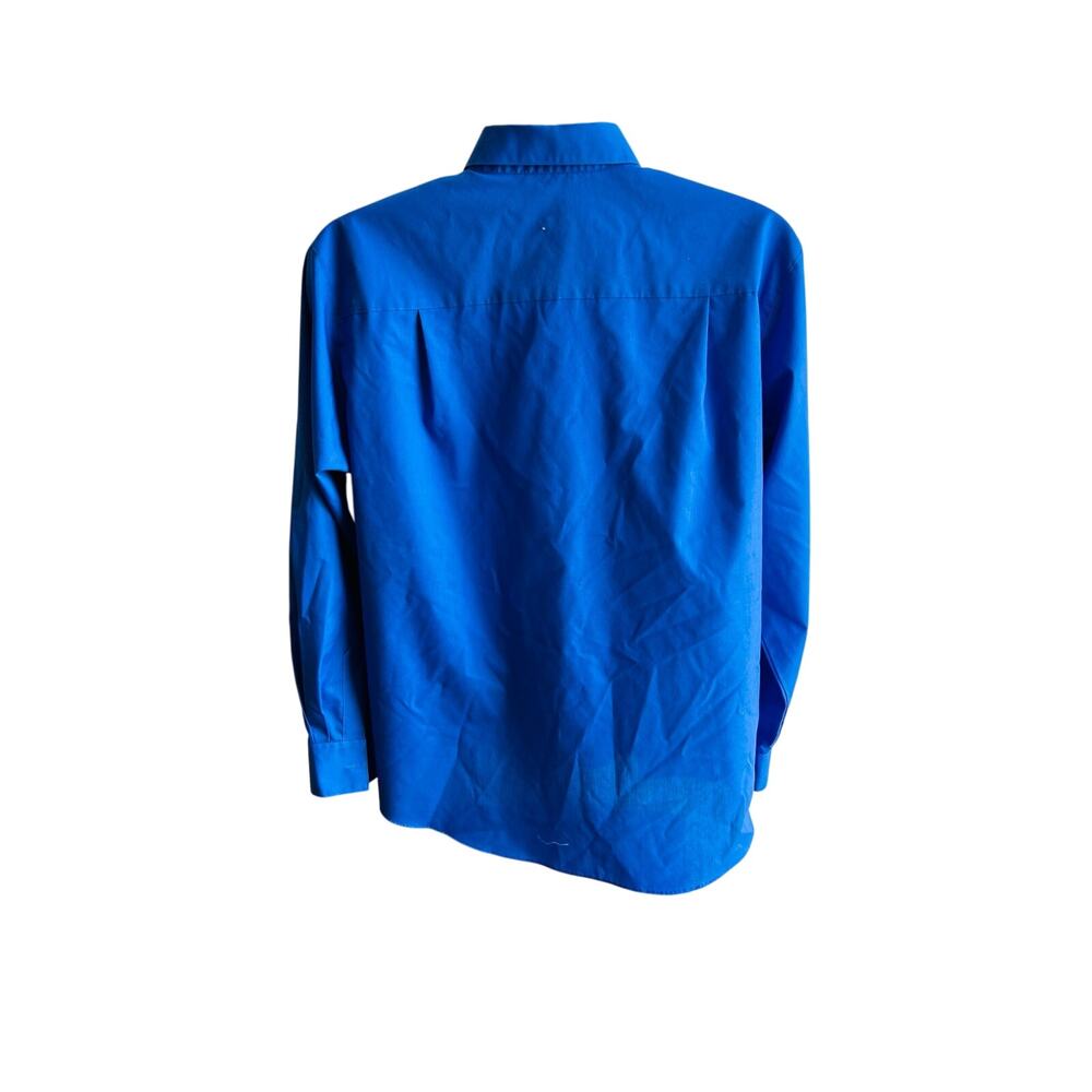 Foxcroft Blue Wrinkle Free Long Sleeve Button Down Shirt Womens 16 Preppy Y2K - Picture 3 of 4